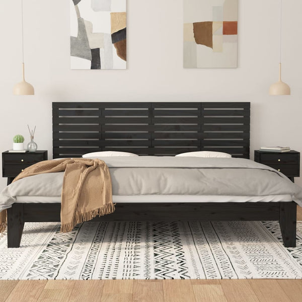 Wand Kopfteil Schwarz 166cm Massivholz