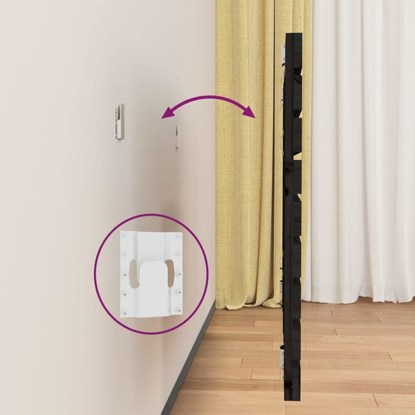 Wand Kopfteil Schwarz 166cm Massivholz