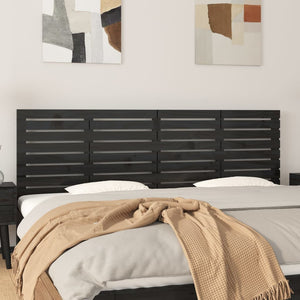 Wand Kopfteil Schwarz 166cm Massivholz