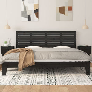 Schwarzes Wand-Kopfteil 186 cm Kiefer Massivholz