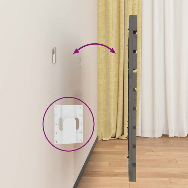 Wand Kopfteil Grau 141cm Massivholz