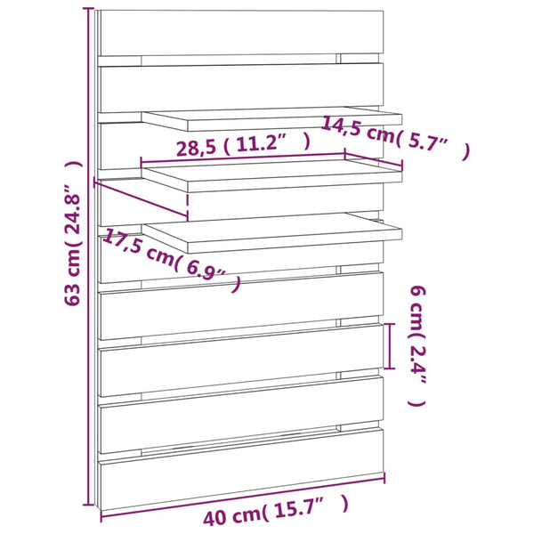 Wand-Nachttische Grau Kiefer Massivholz, 2er-Set