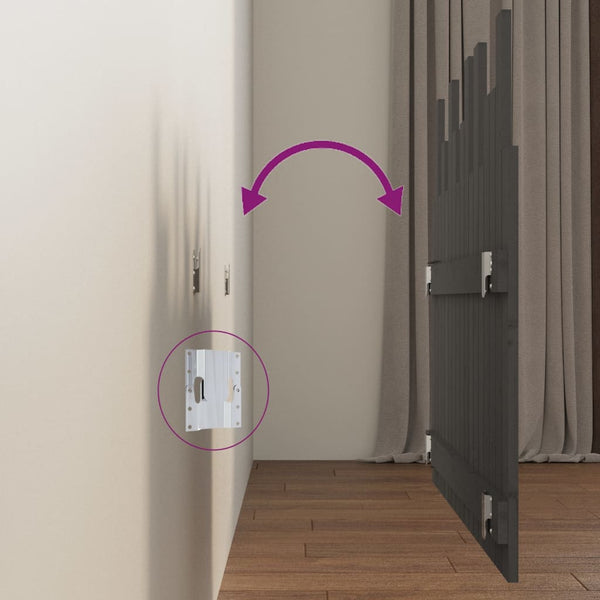 Wand Kopfteil Grau 108cm Kiefer Massivholz