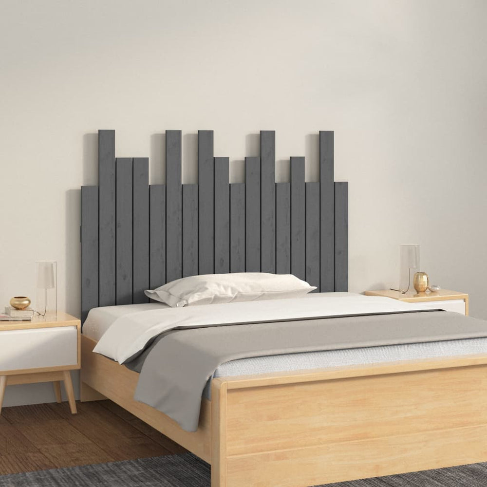 vidaXL Tête de lit murale Gris 108x3x80 cm Bois de pin massif