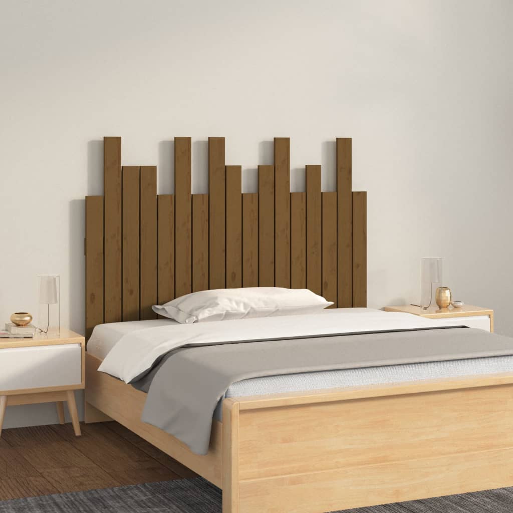 Wand-Kopfteil Honigbraun Kiefer Massivholz