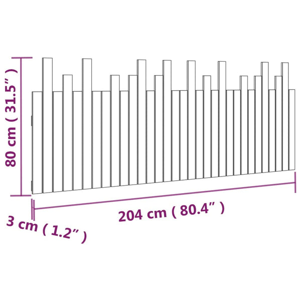 Wand Kopfteil 204 cm Kiefer Massivholz