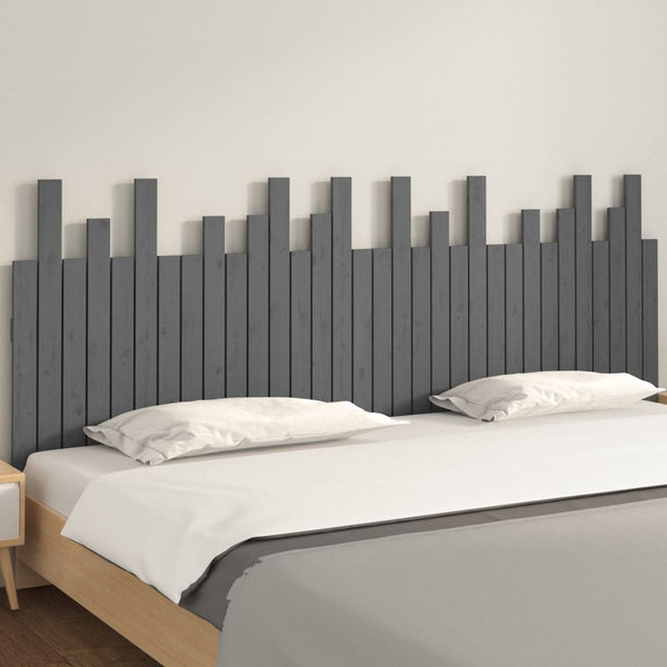 Wand Kopfteil Grau 204 cm Kiefer Massivholz