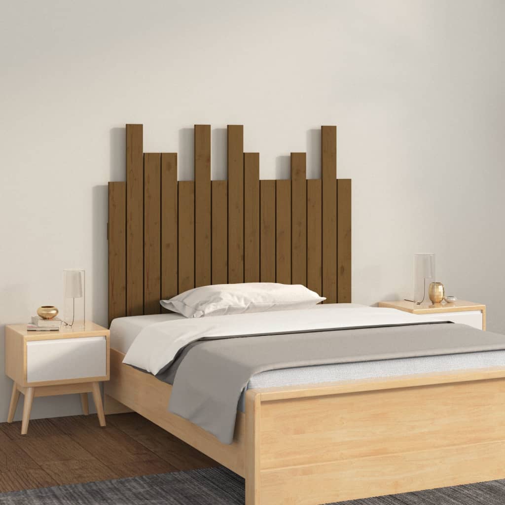 Wand Kopfteil Honigbraun Kiefer Massivholz 95,5cm