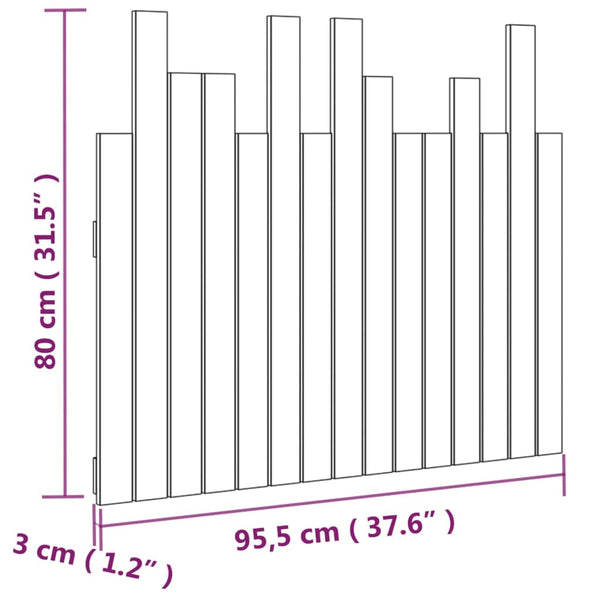 Schwarzes Wand-Kopfteil 95,5cm Kiefer Massivholz