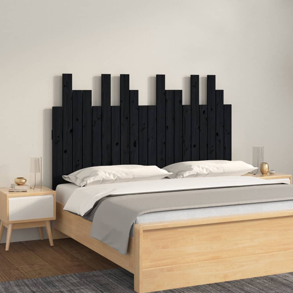 vidaXL Tête de lit murale Noir 127,5x3x80 cm Bois de pin massif