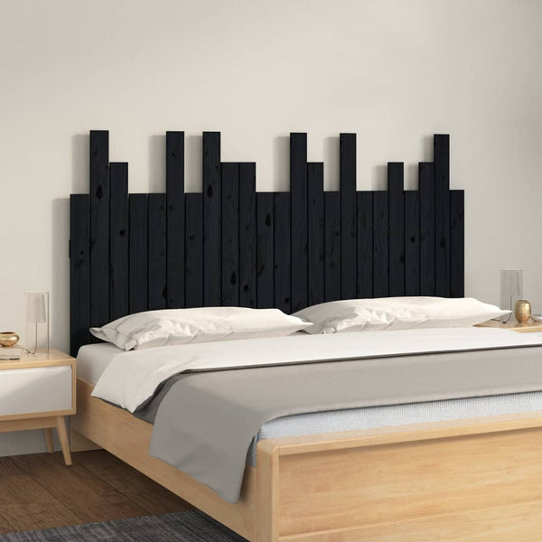 vidaXL Tête de lit murale Noir 146,5x3x80 cm Bois de pin massif