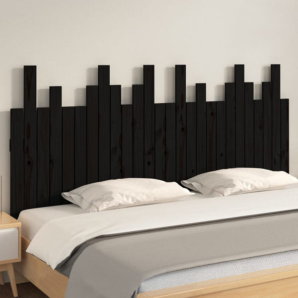 Wand Kopfteil Schwarz 166cm Massivholz