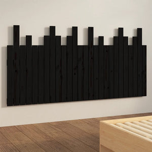 Wand Kopfteil Schwarz 166cm Massivholz