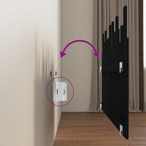 Wand Kopfteil Schwarz 166cm Massivholz