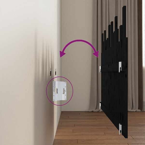 Wand Kopfteil Schwarz 166cm Massivholz