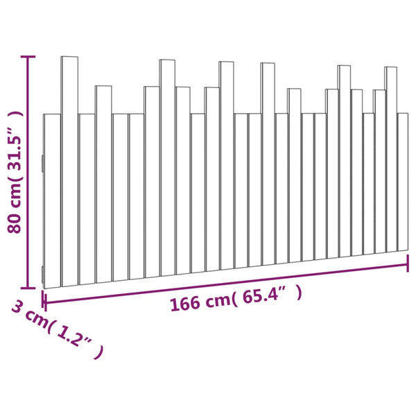 Wand Kopfteil Schwarz 166cm Massivholz