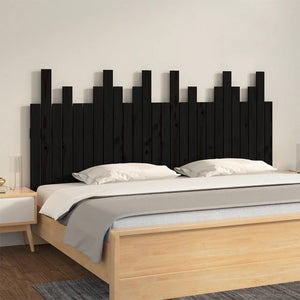 Wand Kopfteil Schwarz 166cm Massivholz