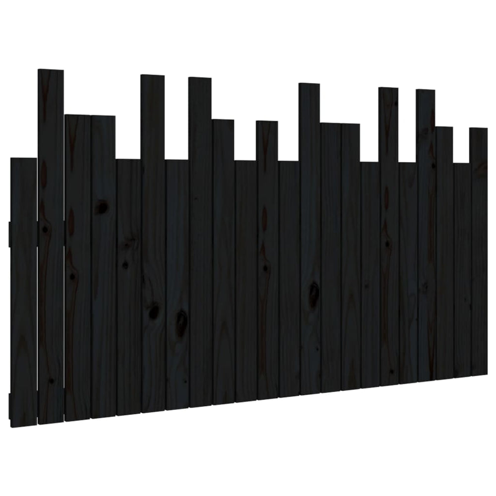 vidaXL Tête de lit murale Noir 140x3x80 cm Bois de pin massif