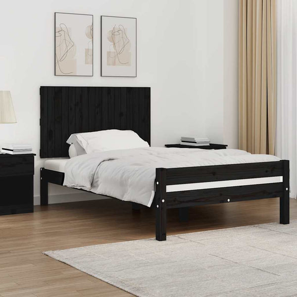Schwarzes Wandkopfteil 108cm Kiefer Massivholz