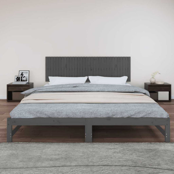 Wand Kopfteil Grau 204cm Massivholz