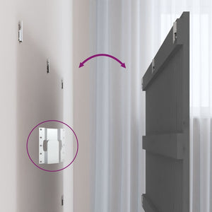 Wand Kopfteil Grau 204cm Massivholz