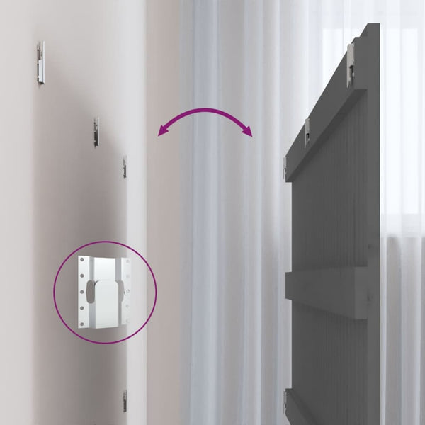 Wand Kopfteil Grau 204cm Massivholz