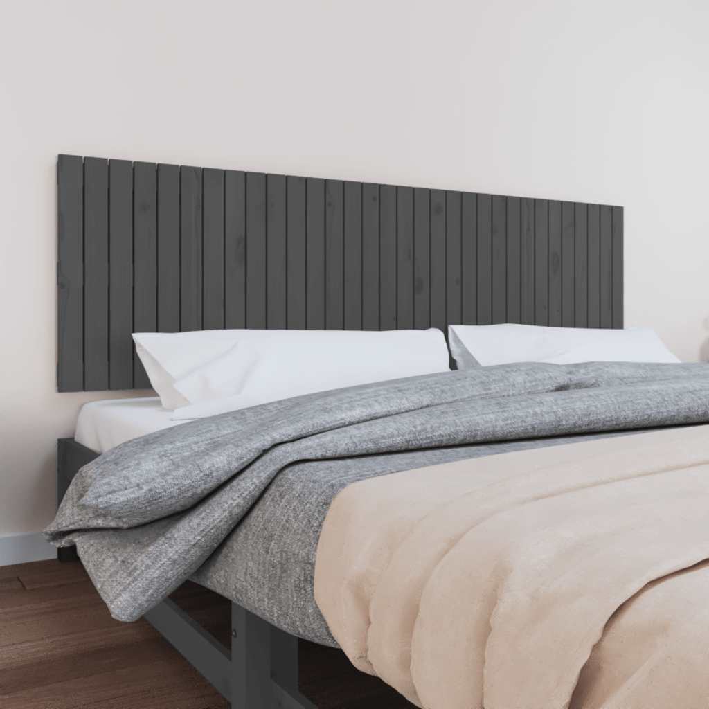 Wand Kopfteil Grau 204cm Massivholz