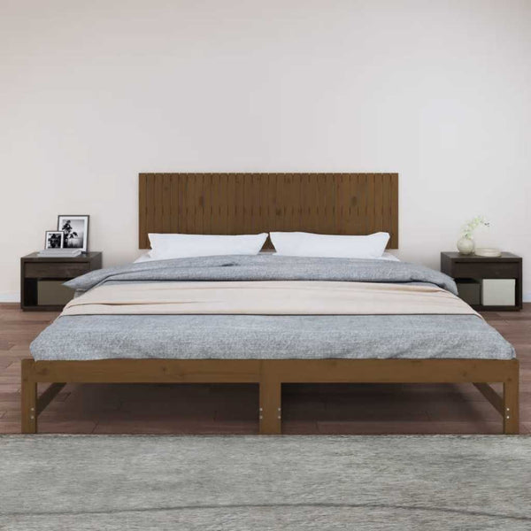 Wand Kopfteil Honigbraun 204cm Kiefer Massivholz
