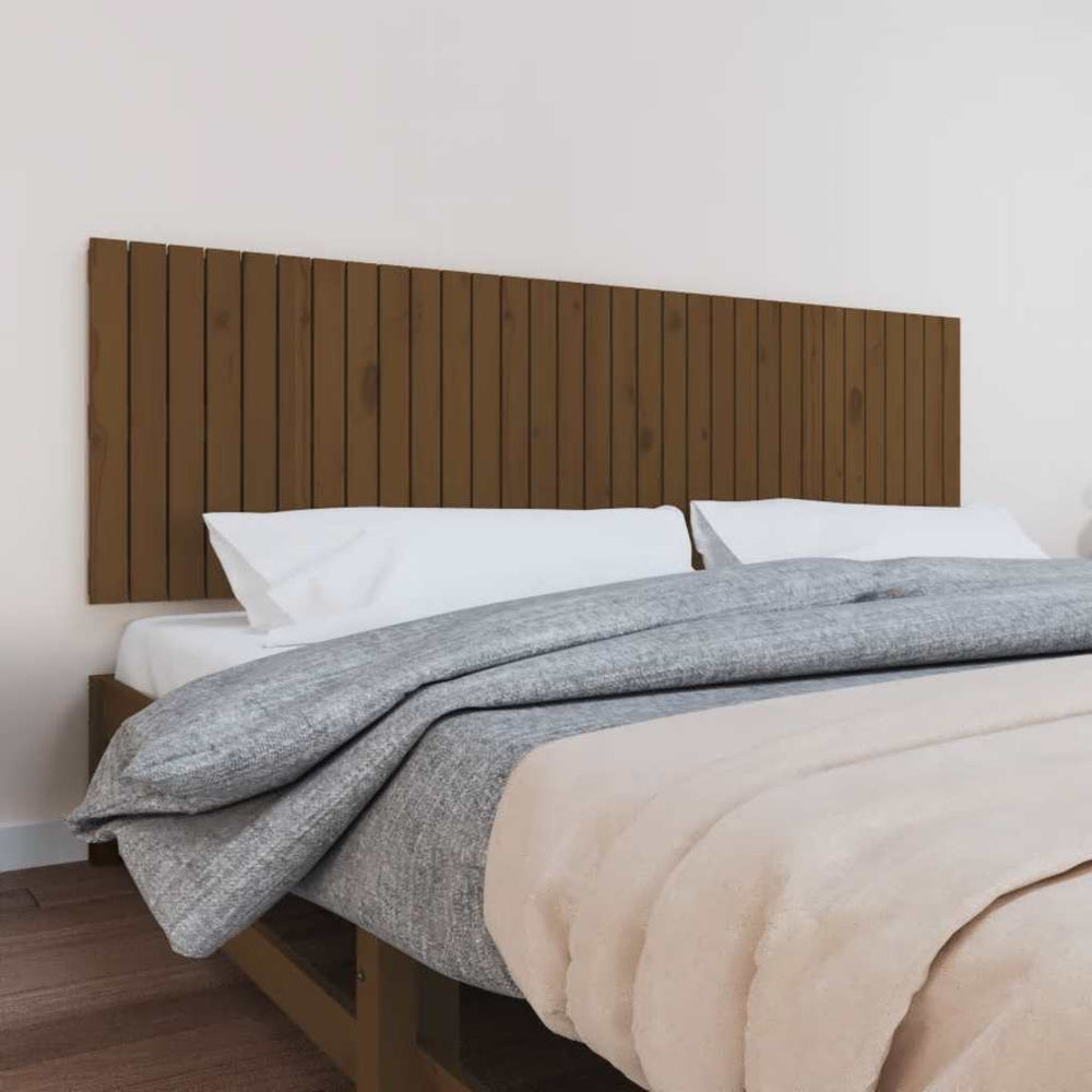 vidaXL Tête de lit murale marron miel 204x3x60 cm Bois de pin massif