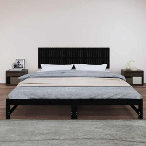 Schwarzes Wand-Kopfteil 204cm Massivholz