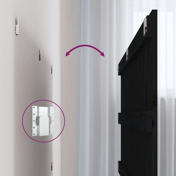 Schwarzes Wand-Kopfteil 204cm Massivholz