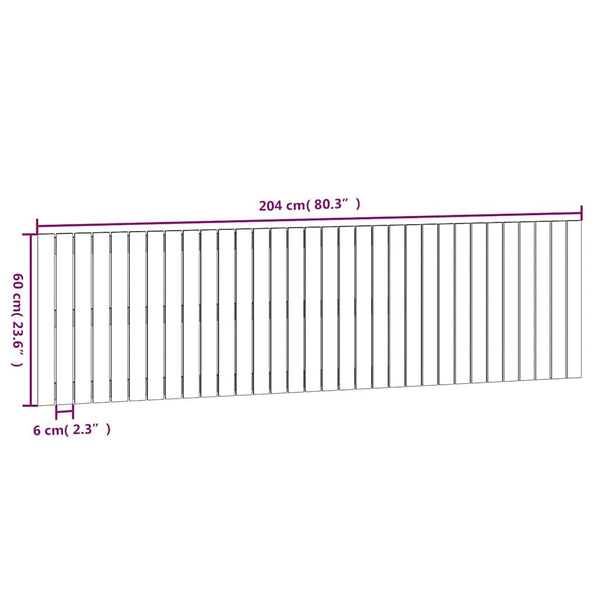 Schwarzes Wand-Kopfteil 204cm Massivholz