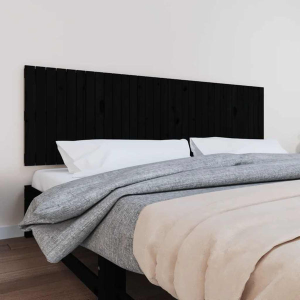 Schwarzes Wand-Kopfteil 204cm Massivholz