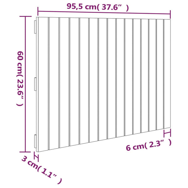 Wand Kopfteil Grau 95,5cm Massivholz