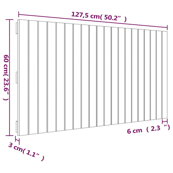 Graues Wand-Kopfteil 127,5cm Kiefer Massivholz