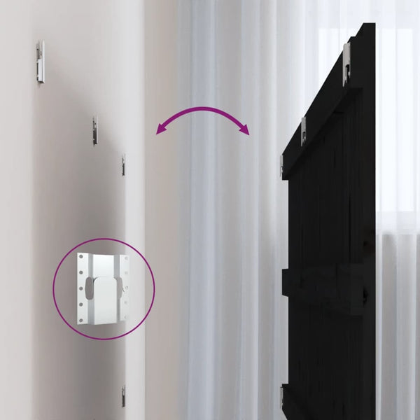 vidaXL Tête de lit murale Noir 127,5x3x60 cm Bois de pin massif