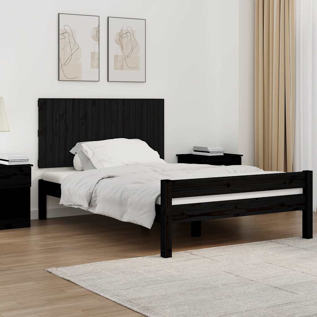 vidaXL Tête de lit murale Noir 127,5x3x60 cm Bois de pin massif