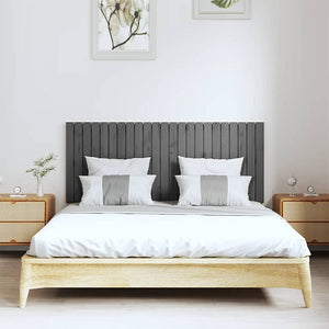 Wand Kopfteil Grau 147cm Massivholz