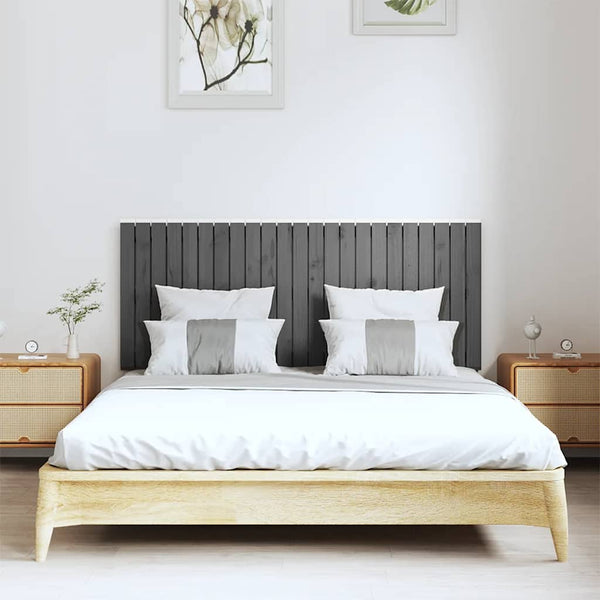 Wand Kopfteil Grau 147cm Massivholz