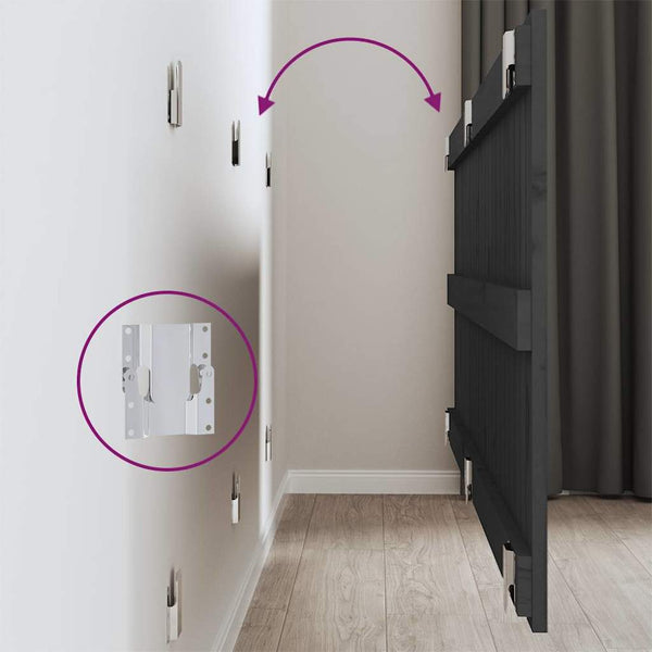 Wand Kopfteil Grau 147cm Massivholz