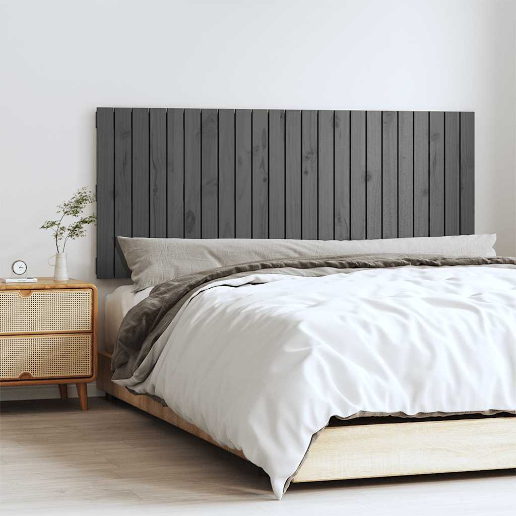 Wand Kopfteil Grau 147cm Massivholz