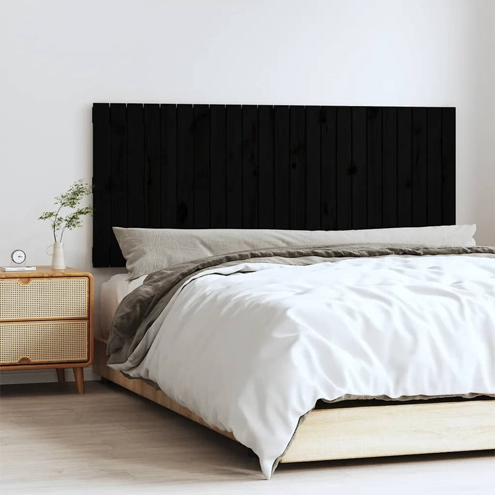 vidaXL Wall Headboard Black 147x3x60 cm Solid Pine Wood