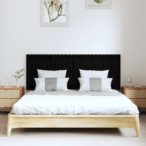 Schwarzes Wand-Kopfteil 160cm Kiefer Massivholz