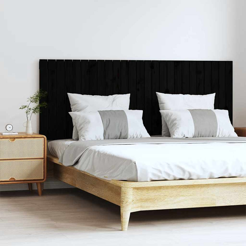 vidaXL Wall Headboard Black 159.5x3x60 cm Solid Pine Wood