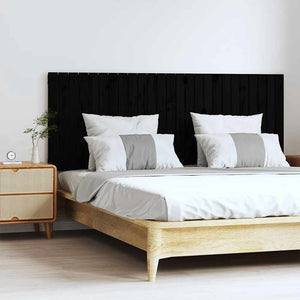 Schwarzes Wand-Kopfteil 160cm Kiefer Massivholz