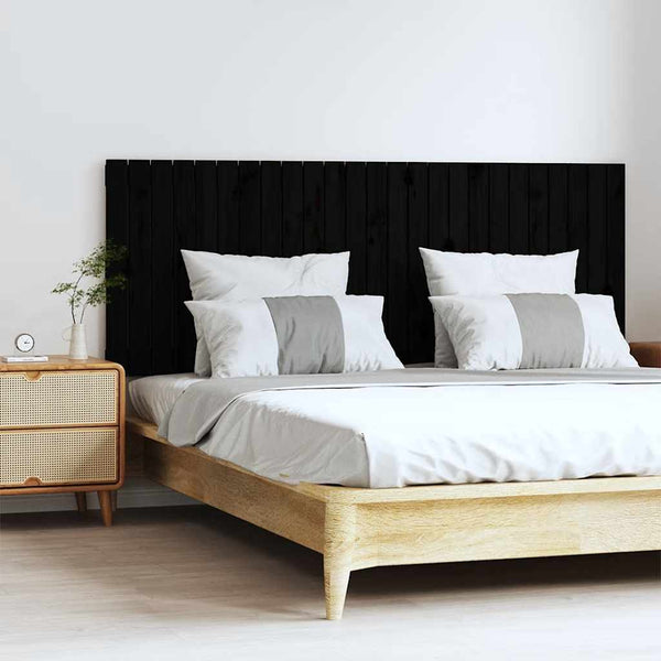 Schwarzes Wand-Kopfteil 160cm Kiefer Massivholz