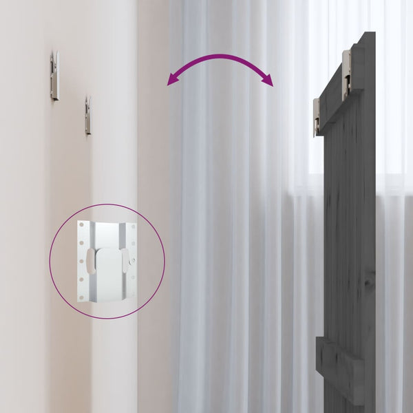 Graues Wand-Kopfteil 82,5 cm Kiefer Massivholz