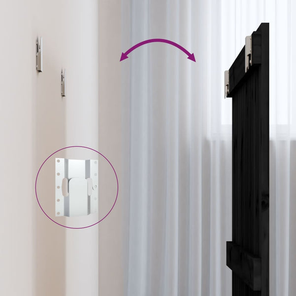 Schwarzes Wand-Kopfteil 82,5 cm Kiefer Massivholz