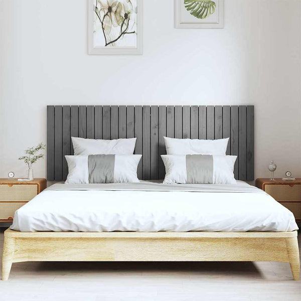 Wand Kopfteil Grau 166cm Massivholz