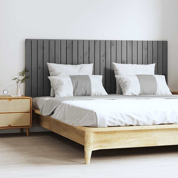 Wand Kopfteil Grau 166cm Massivholz